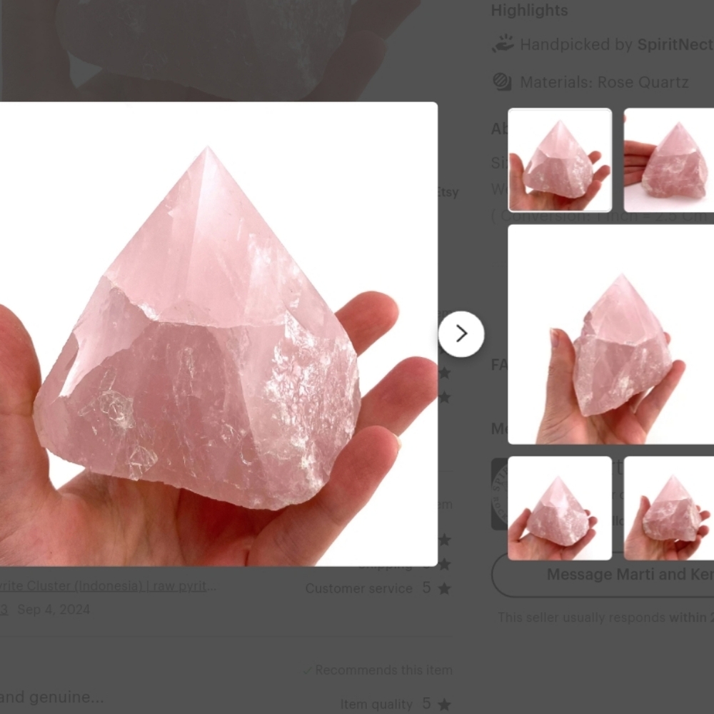 Polished Rose Quartz Crystal Point Tower